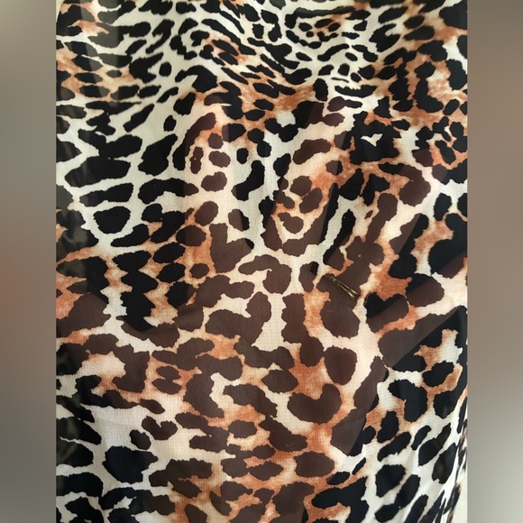 Ocasion High Low Black Righstones Heart Leopard Sheer Contrast Tunic Top S - Picture 8 of 10